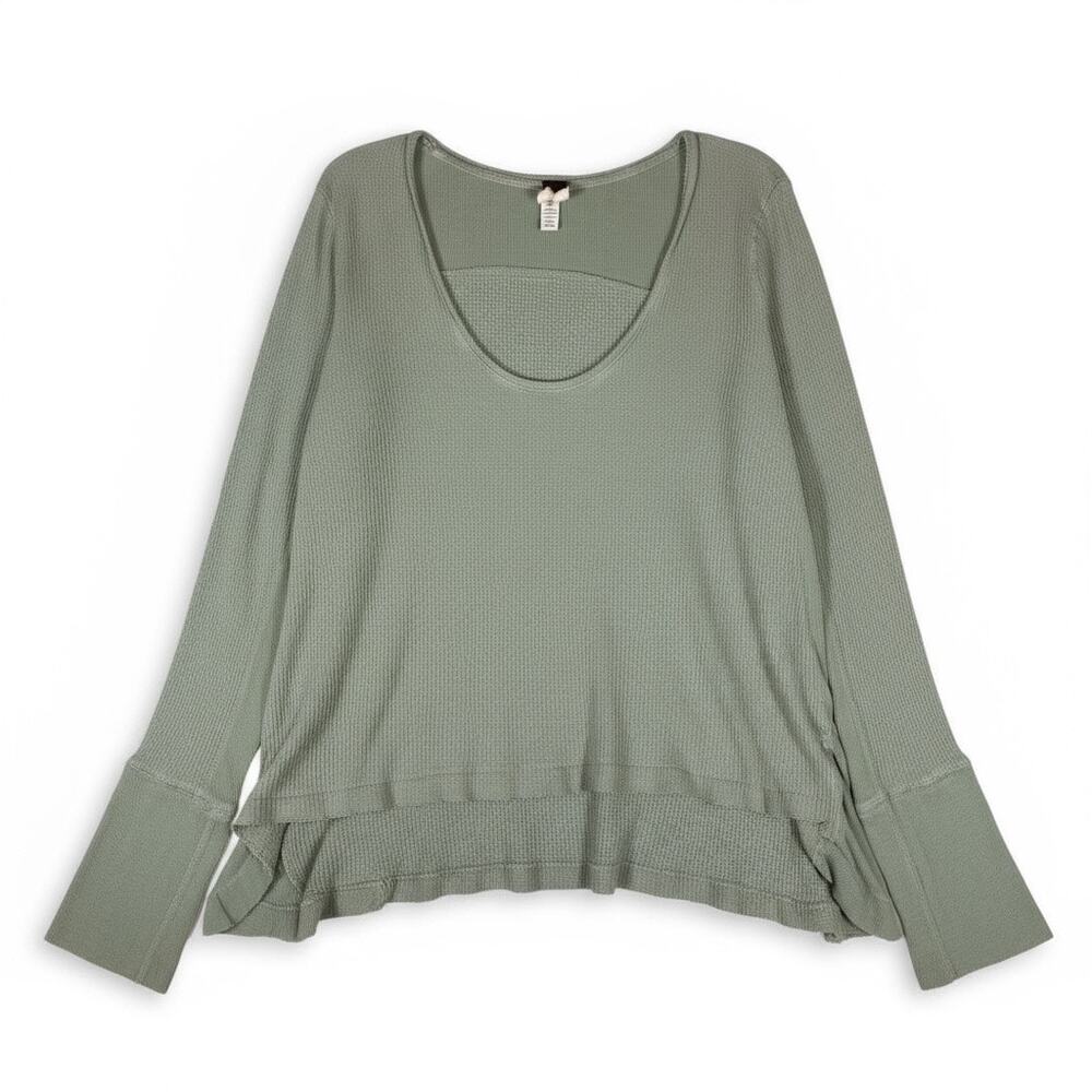 Free People We The Free Buttercup Oversize Thermal LS Dried Mint Size Small Top